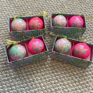Eight piece Lilly Pulitzer ornament set in Stargazer print